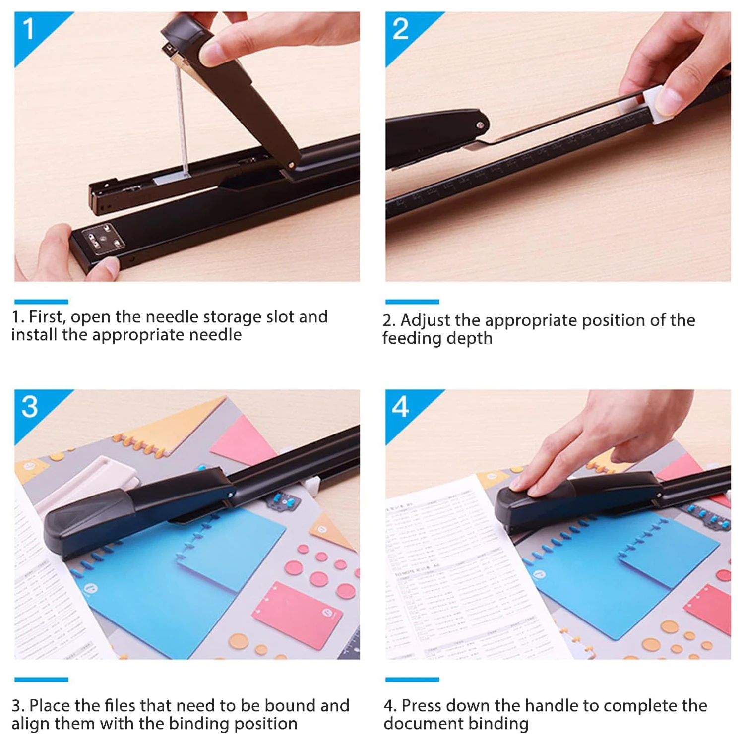 Easily Extendable Stapler, 20-Blade Capacity, Ergonomic Design, Suitable for Home, School, and Office. - 6