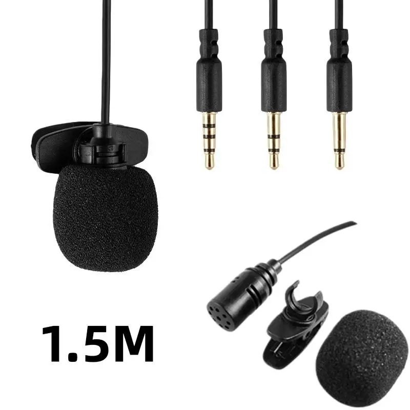 【C】1 microfono a condensatore a clip da 1,5 m, mini portatile, cablato da 3,5 mm, per telefono e PC portatile - Image 2