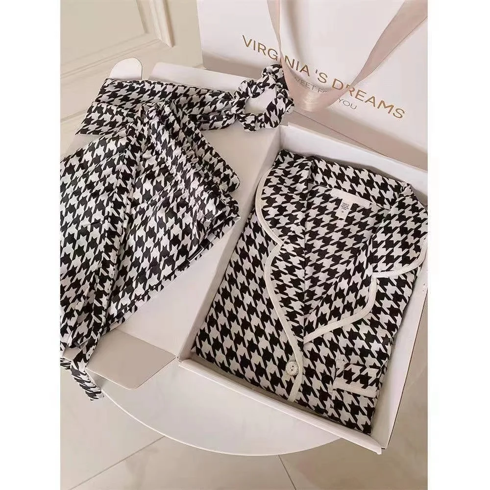 pink ensemble femme 2 pièces pajamas 2022 new silk pijamas long sleeves pyjamas sets womens outfits high quality sleepwear XXL