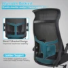 Ergonomic Home Office Chair, High Back Desk Chair - Fixed Headrest with Flip-Up Arms, Tilt Function, Lumbar Support and PU Wheel 5