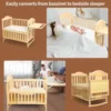 Mini Baby Cribs 4-in-1 Convertible - Cunas para Bebes with Changing Shelf and Mattress Included,2024 Wood Baby Bassinets Bedside 6
