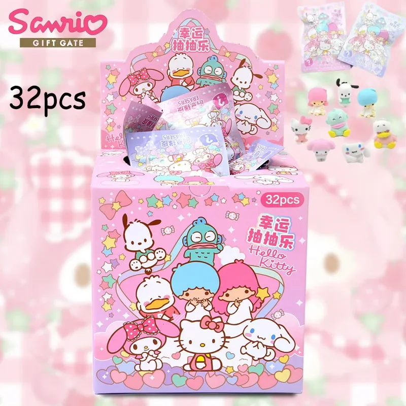 

32pcs/Set Sanrio Anime Cartoon 3d Eraser Kuromi Hello Kitty Detachable Student Stationery Erasers New Kid School Rubber Supplies