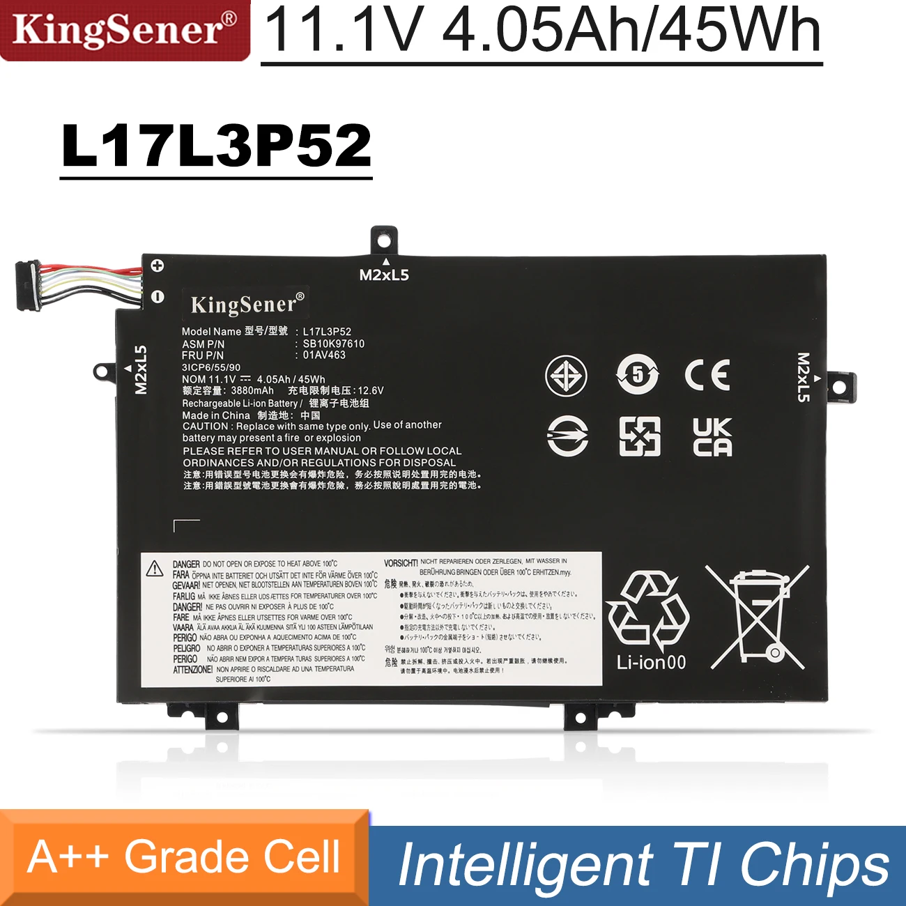 Kingsener-bateria para Lenovo Thinkpad L17l3p52 11.1v 45wh L470 L480 E480 E580 L580 L590 Série L17c3p52 01av466 01av463 L17m3p53