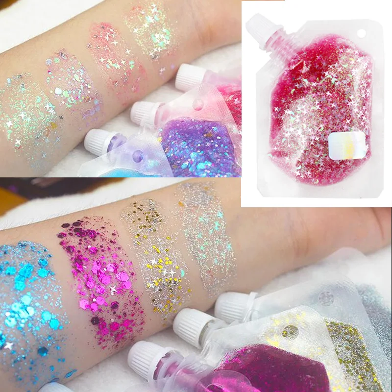 40ML Face Jewels Eyeshadow Shimmer Pigment Body Face Eye Glitter Sequin Gel Cream Eye Shiny Skin Face Festival Cosmetic Glitter 3