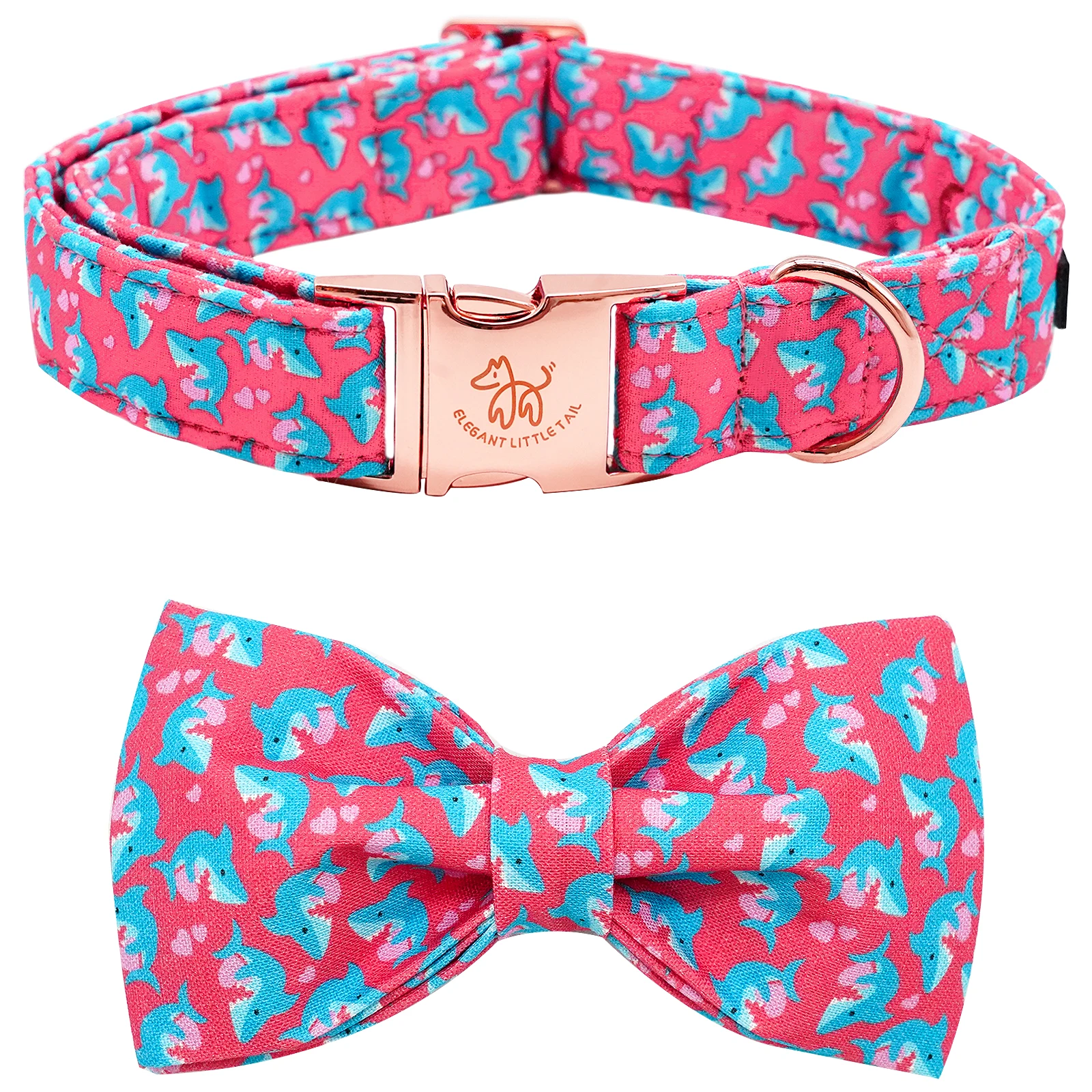 Elegant little tail Valentine's Day Dog Collar with Bow American Flag