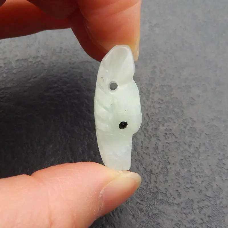Best Gift Handmade Animal DIY Jewelry Natural Chrysoprase Carved Wolf Head Necklace Pendant 31x20x12mm 7g