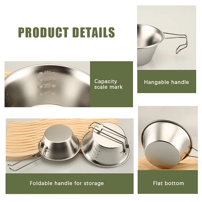 30/200/400ml 304 Stainless Steel Sierra Cup Outdoor Tableware For Camping And Picnics Stackable Hangable Soup Bowl