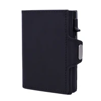 YE TREE Slim Aluminum Metal Wallet for Men Zipper Credit Card Holder RFID Genuine Leather Pop up Wallet for Cards and Coins Man 1