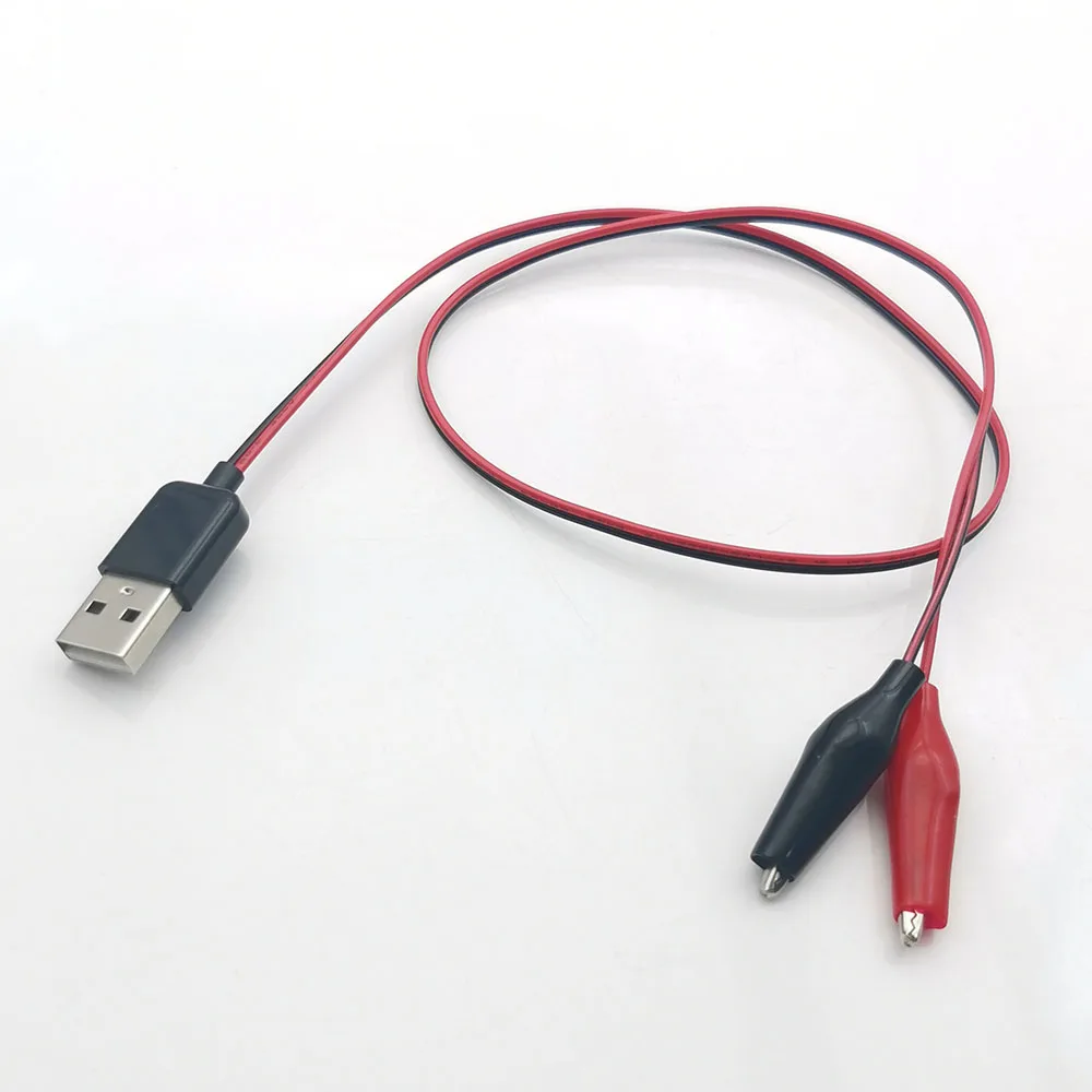 58CM Metal Alligator Clip Crocodile Electrical Clamp for Testing Probe Crocodile Test Clip to USB Adapter Multimeter Car Home