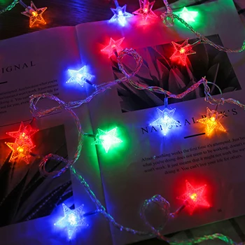 LED Star Fairy Lights Outdoor Chain Lights Garland Bulb String Lights Party Home Wedding Terrace Garden Christmas Decoration 4