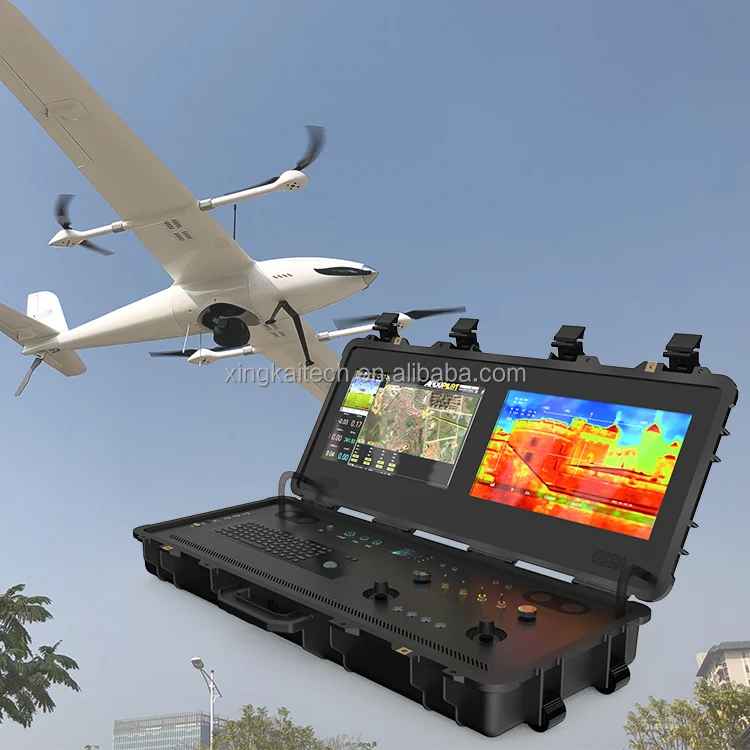 Handheld Integrated Ground Station Dual-screen Ground Station Handheld Remote Control Radio UAV Long Distance drone integrated link remote control system commander radio manufacturer portable uas uav ground control station