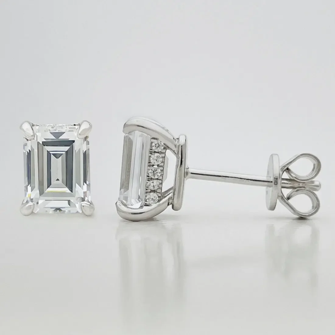 Total 4 Carats Emerald Cut Moissanite Earring For Women Solid 925 Sterling Silver Stud Earrings VVS D Color GRA Certificate