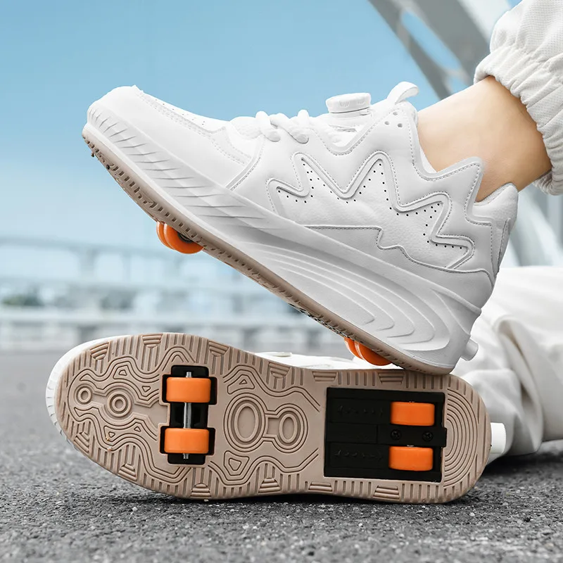 Four Wheels Girls Children Shoes Fashion Boys Sneakers Swivel Button Breathable Women & Kids Roller Skates Size 29-42