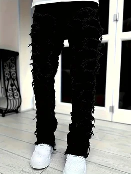 Y2K hip-hop style jeans, men's casual street-style stretch jeans, fashionable versatile stretch denim pants 1
