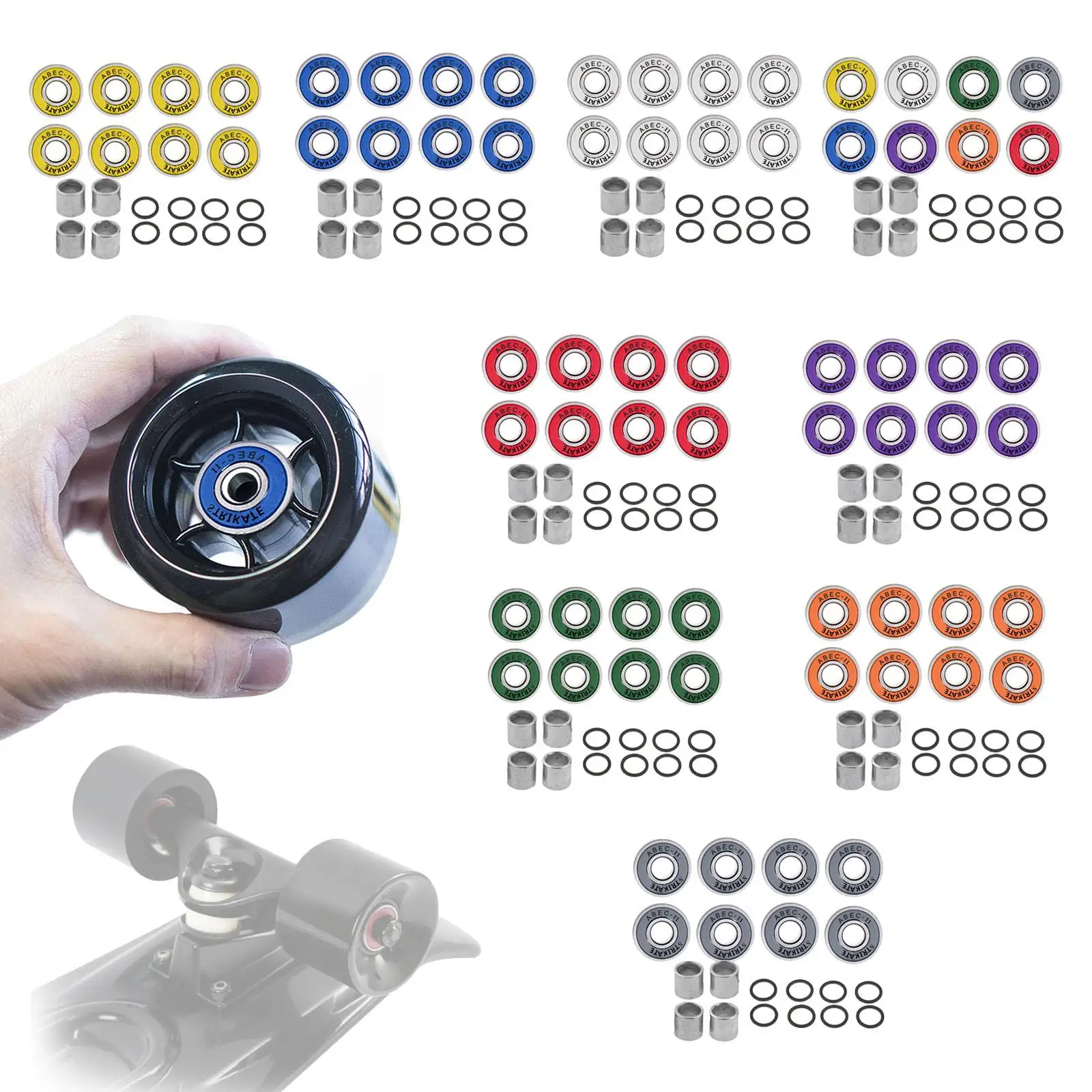 8 Frictionless Abec 11 Skateboard Roller Skate Wheels Scooter Spare Bearings