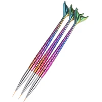 3 Pcs/Set Nail Art Liner Brushes Pen Mermaid Gradient DIY Wire Drawing Painting Pen Professional UV Gel Carving Manicure Tool 1