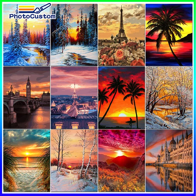 Photocustom 60x75cm Paint By Numbers Handpainted Canvas Painting Scenery  Painting By Numbers For Adults Home Decor - Paint By Number Package -  AliExpress