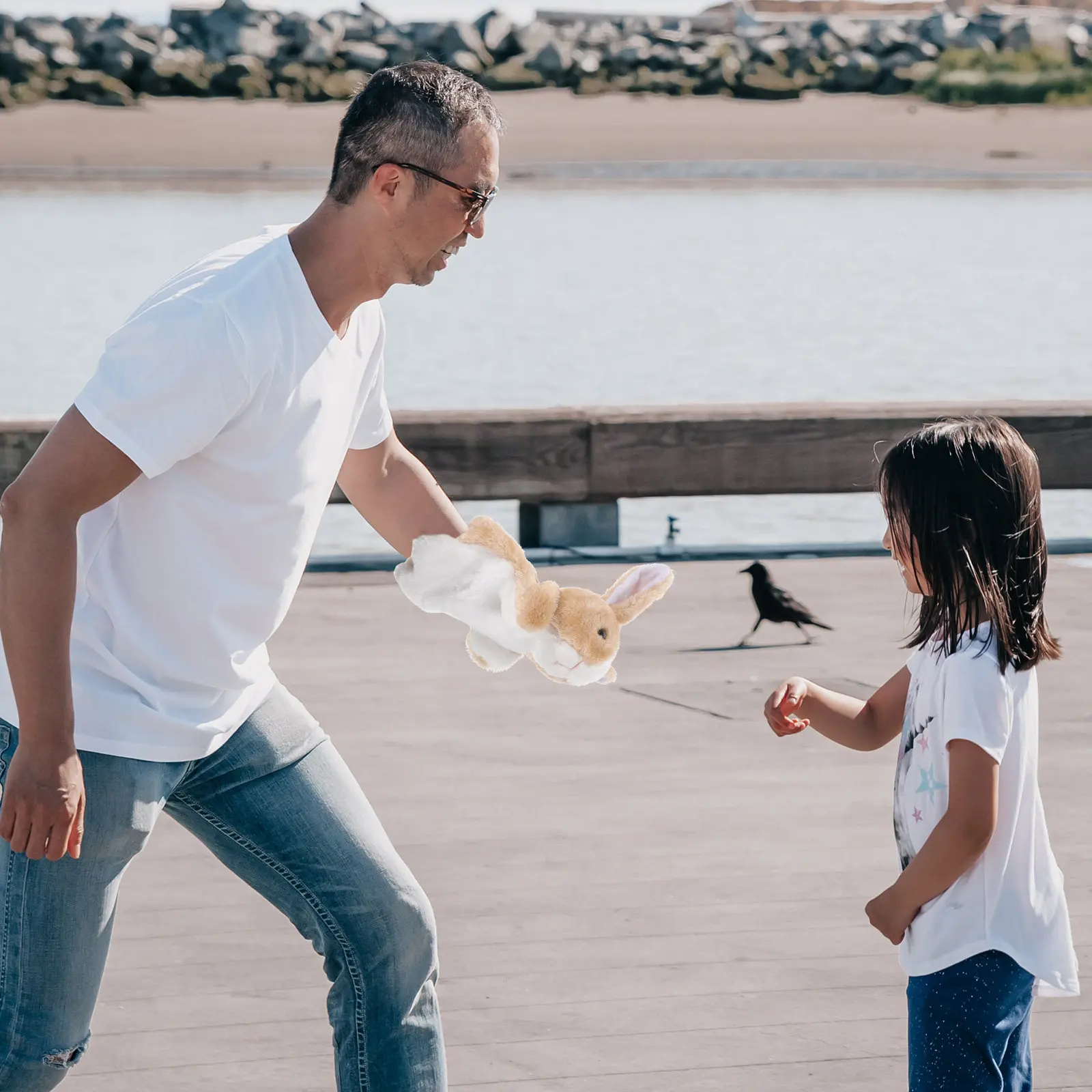 2Pcs 동물 손 인형 부드러운 토끼 토끼 인형 어린이를위한 대화 형 스토리 텔..