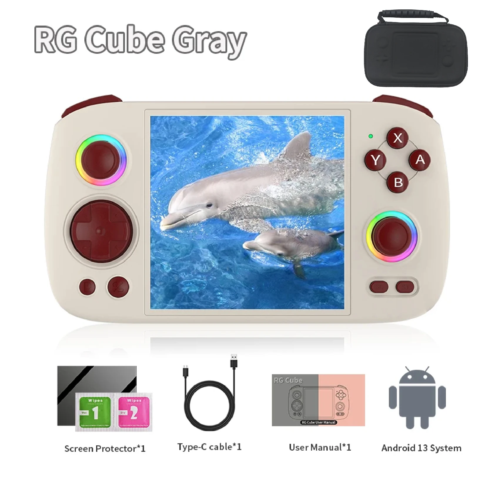 Anbernic-レトロなハンドヘルドゲームコンソール、rg cube、hall