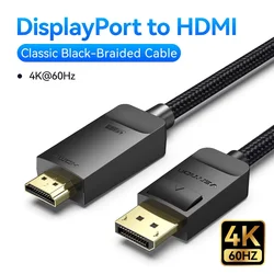 Premium 4K DisplayPort to HDMI Cable - High - Speed Video Converter for Enhanced Viewing Experience (DP to HDMI 4K60Hz)