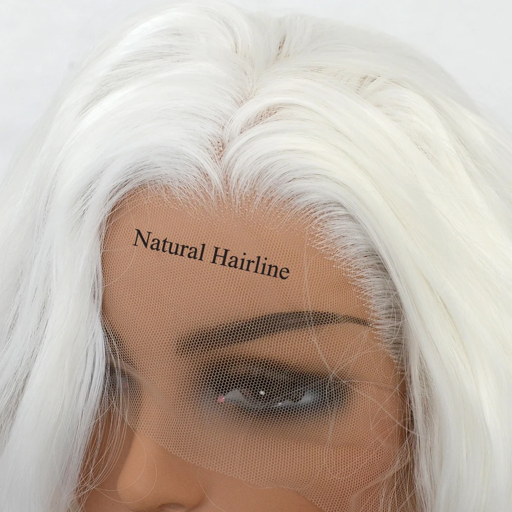 Synthetic Lace Front Wig Platinum White Loose Curly Heat Resistant Fiber Natural Hairline For Women Cosplay synthetic wig