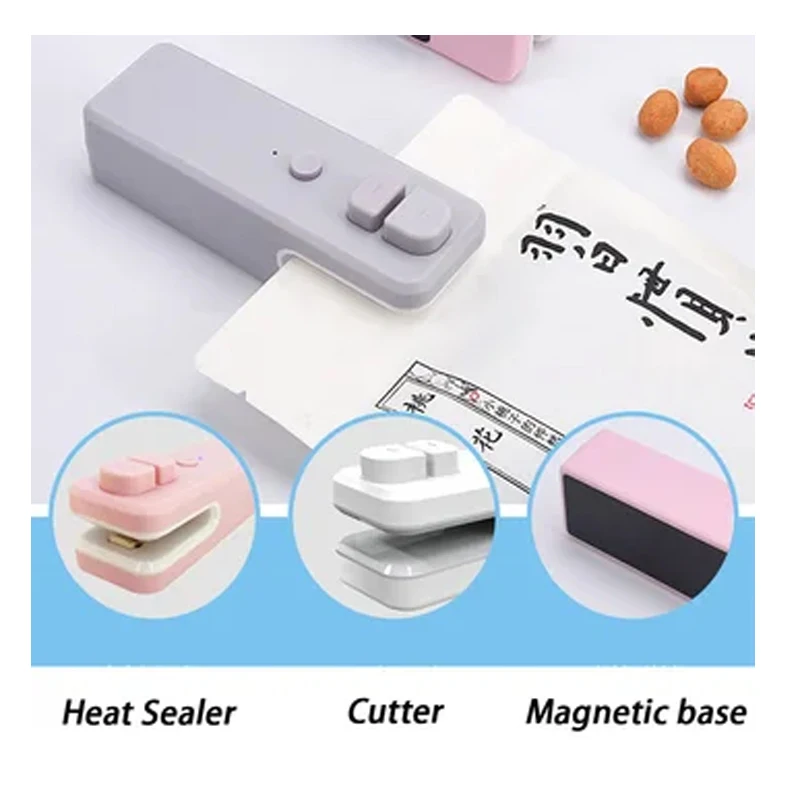 Description Picture 2 of itemHome Use Rechargeable 2 in1 Bag Sealer Cutter with Magnetic Electric Food Cut and Seal Tool Machine for Tea Chip Bag Heat Reseal