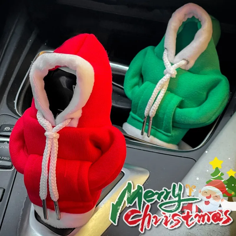 

Christmas Hoodies Car Gear Shift Knob Cover Decoration Car Interior Manual Handle Gear Knob Covers Christmas Hoodie Styling