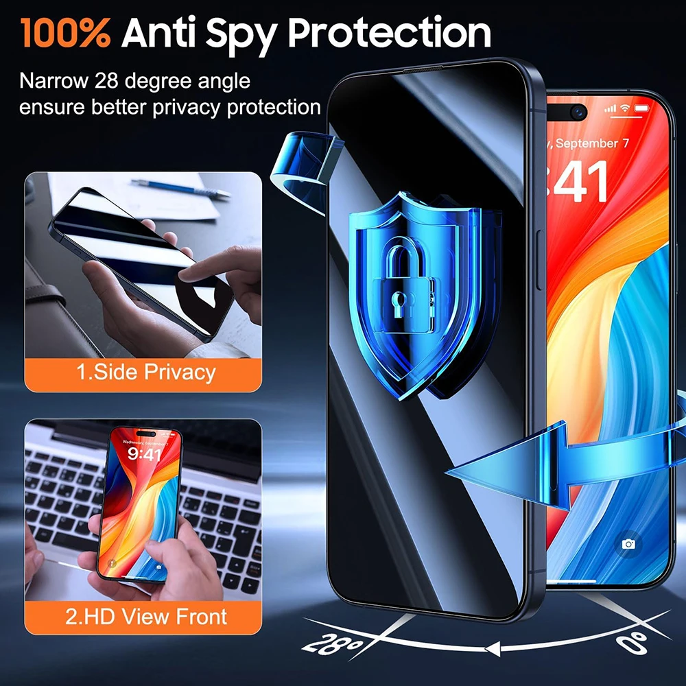 HD Privacy Tempered Glass With installation for iPhone 17/17Air/17Pro Max 17Air 17PM Screen Protector Anti-Spy Glass Cover Film
