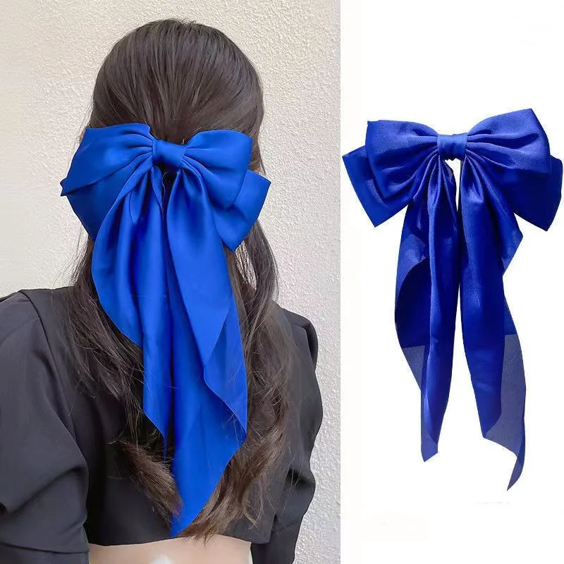 Elegant Solid Color Bow Hair Clip - Stylish Ribbon Accessory