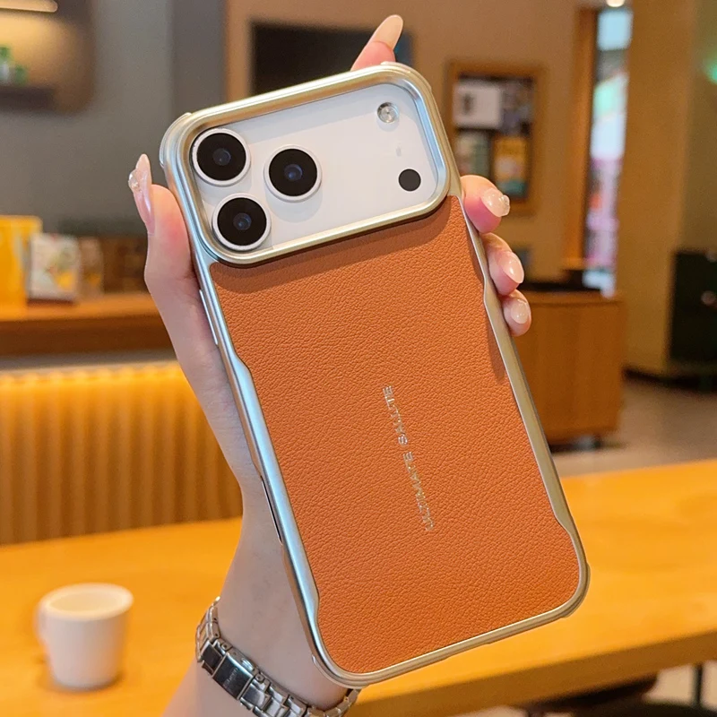 Magnetic Luxury PU Leather Shockproof Case with Metal Frame Protection