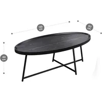 Modern Coffee Table, Oval Wood Coffee Table Center Table with Metal Leg for Living Room, 47 Inch Coffee Table Accent Furniture 2