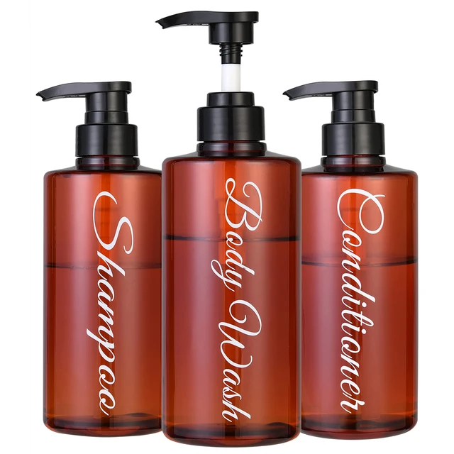 3Pcs Sampon És Kondicionáló Adagoló Palackok Fürdőszoba Műanyag Üres, Újratölthető Szivattyúk Kozmetikai Tartályok Készlet