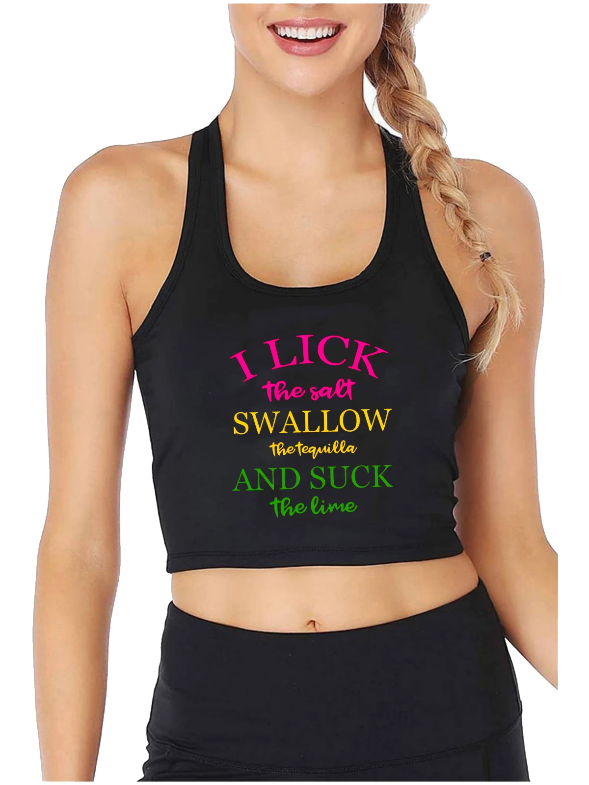 

I Lick The Salt Swallow The Tequilla and Suck The Lime Design Crop Top Adult Humor Fun Flirty Tank Tops Hotwife Sexy Camisole