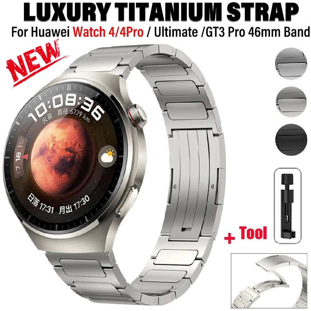 

22mm Titanium Strap For Huawei Watch 4 4PRO Ultimate GT 2/2e 3pro 46mm Luxury Mens Metal Bracelet For Samsung Gear S3 45mm Band