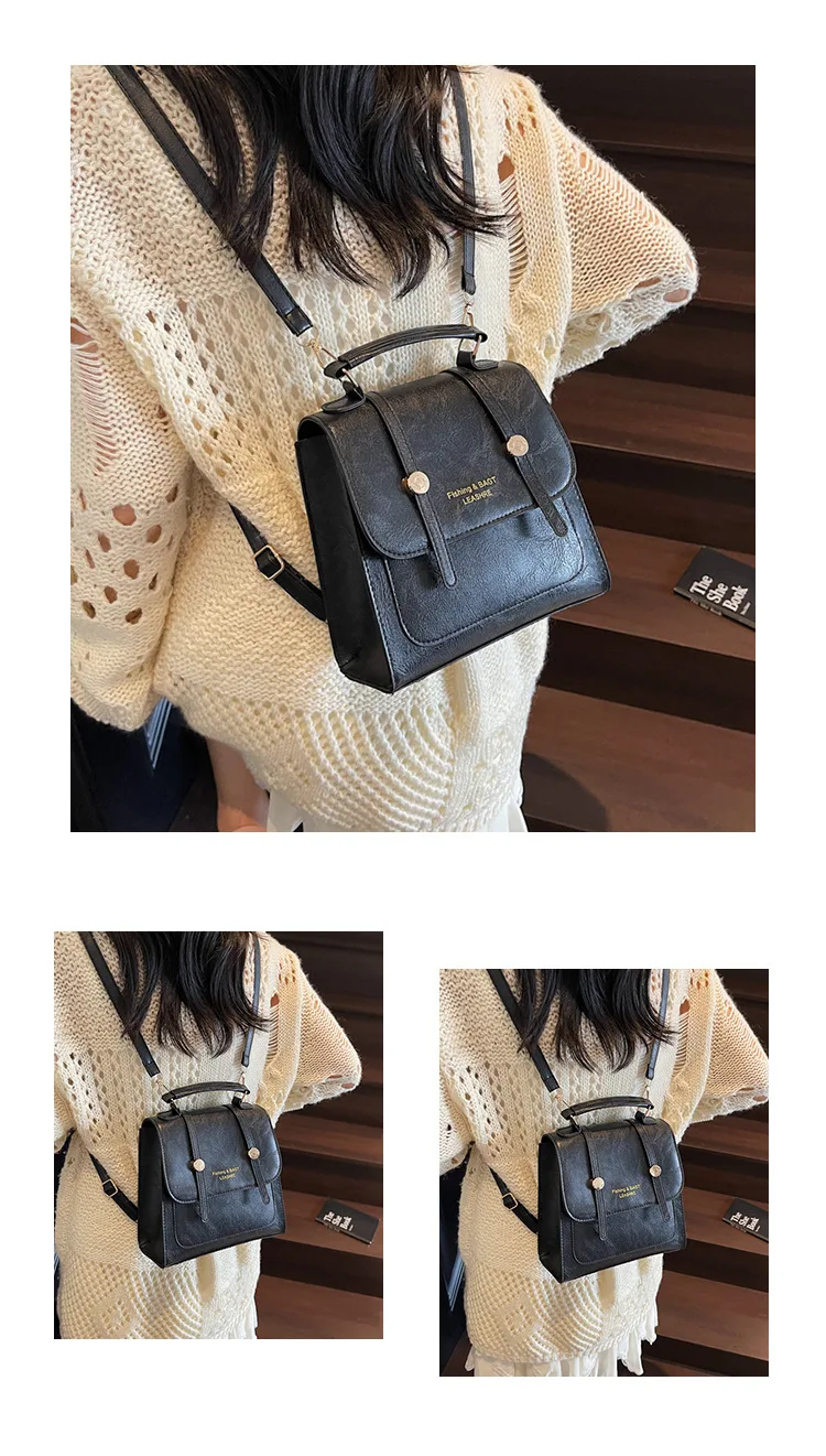 حقيبة ظهر نسائية عصرية بسيطة حضرية متعددة الوظائف حقيبة مربعة صغيرة حقيبة ركاب كتف مزدوج حقيبة كروسبودي