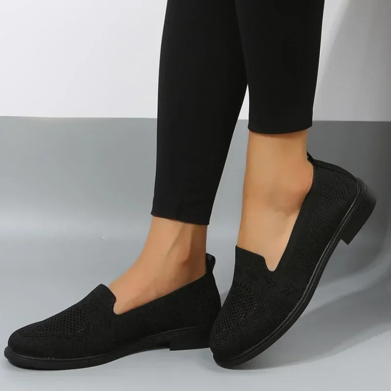 Women Flat Casual Shoes Summer Mesh Platform Breathable Flat Shoes Ladies Comfort Lightweight Sneaker Knit Socks Slip on Loafers