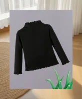 Fashionable black turtleneck knit sweater - comfortable ribbed design 2