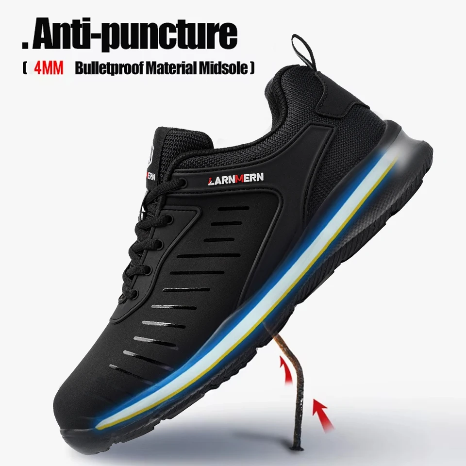 LARNMERN メンズ軽量安全靴 レディース スチールトゥブーツ 作業用靴