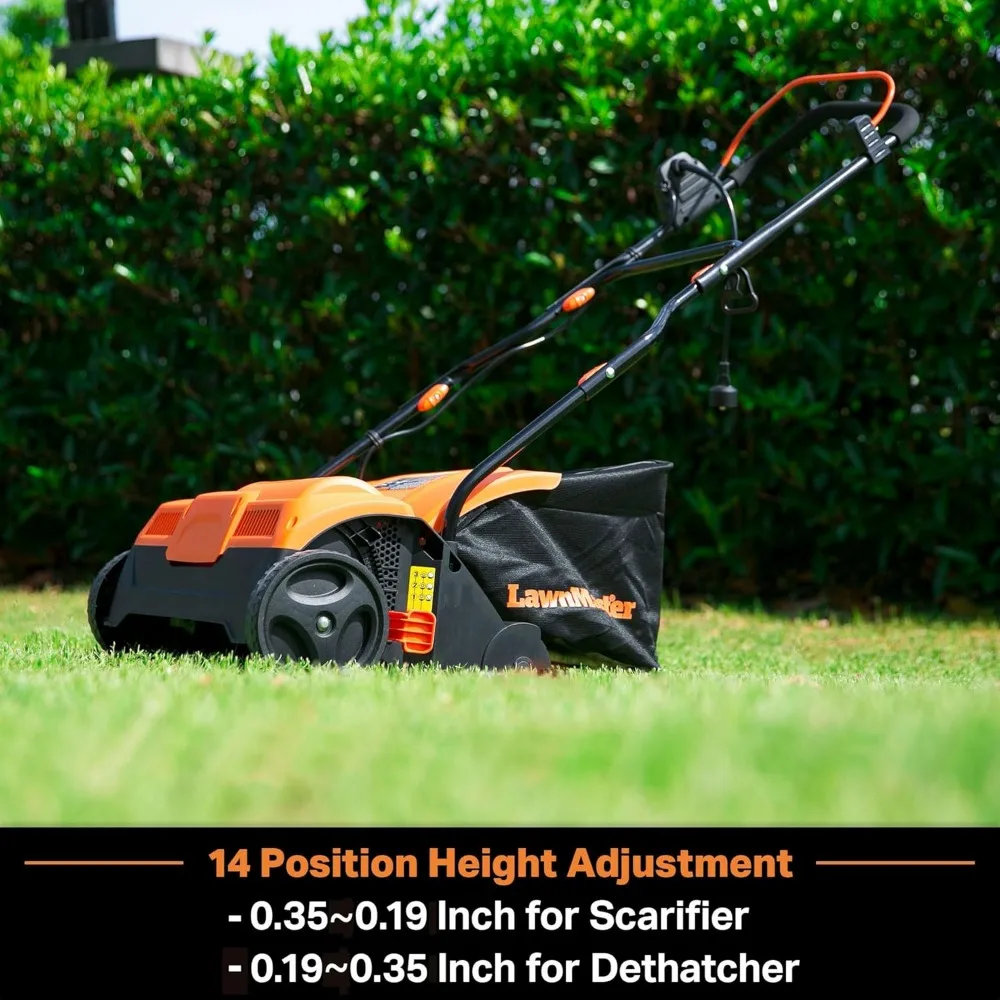 16&rdquo; 13 Amp Electric Dethatcher and Scarifier 12 Gallon Collection Bag