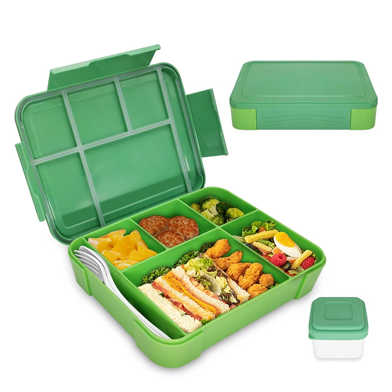 Compartment Lunch Box Plastic Portable Lunchbox Students Office Bento Box Microwave Food Containers With Fork And Spoon