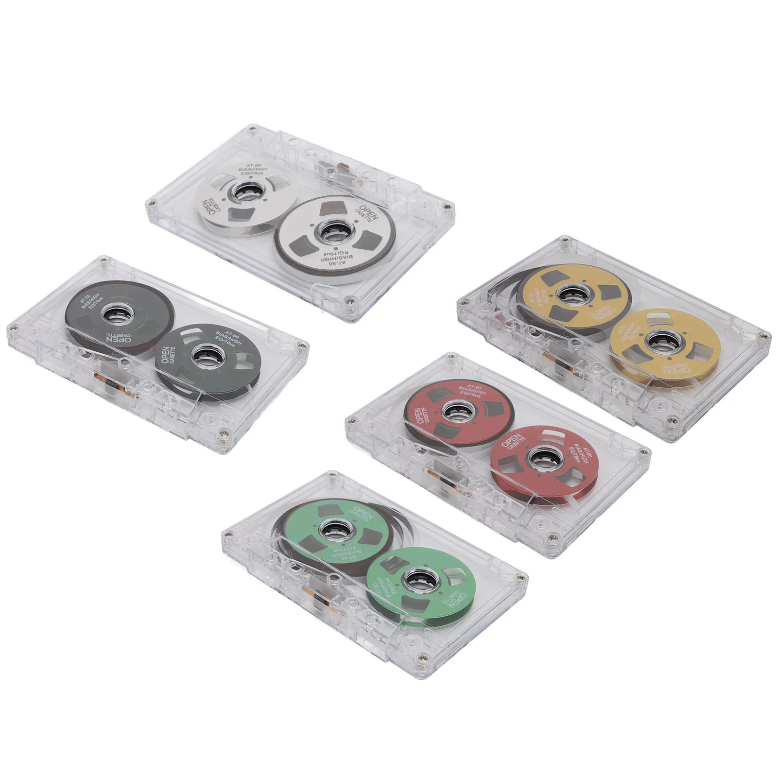 Reel to Reel Blank Cassette Tape 50 Minutes Normal Bias Double Sided Metal Sound Recording Cassette Tape with Transparent Box