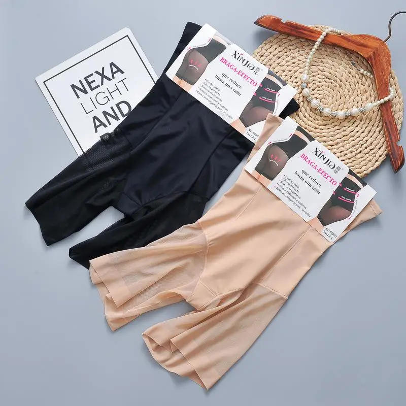 

High Waisted Belly Tightening Pants Ice Silk Mesh Waist Trainer Body Shaper Long Leggings