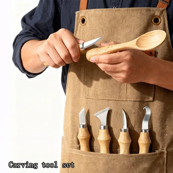 5PCS Wood Carving Knife Set with Ergonomic Hook Chisel 1