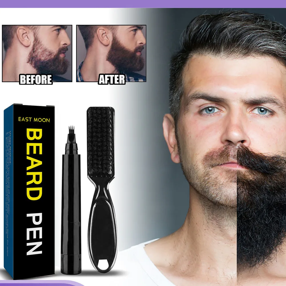 Vodotěsný kartáč na vousy East Moon pro muže s perem Barb Shape Filler Pen_voghion.com