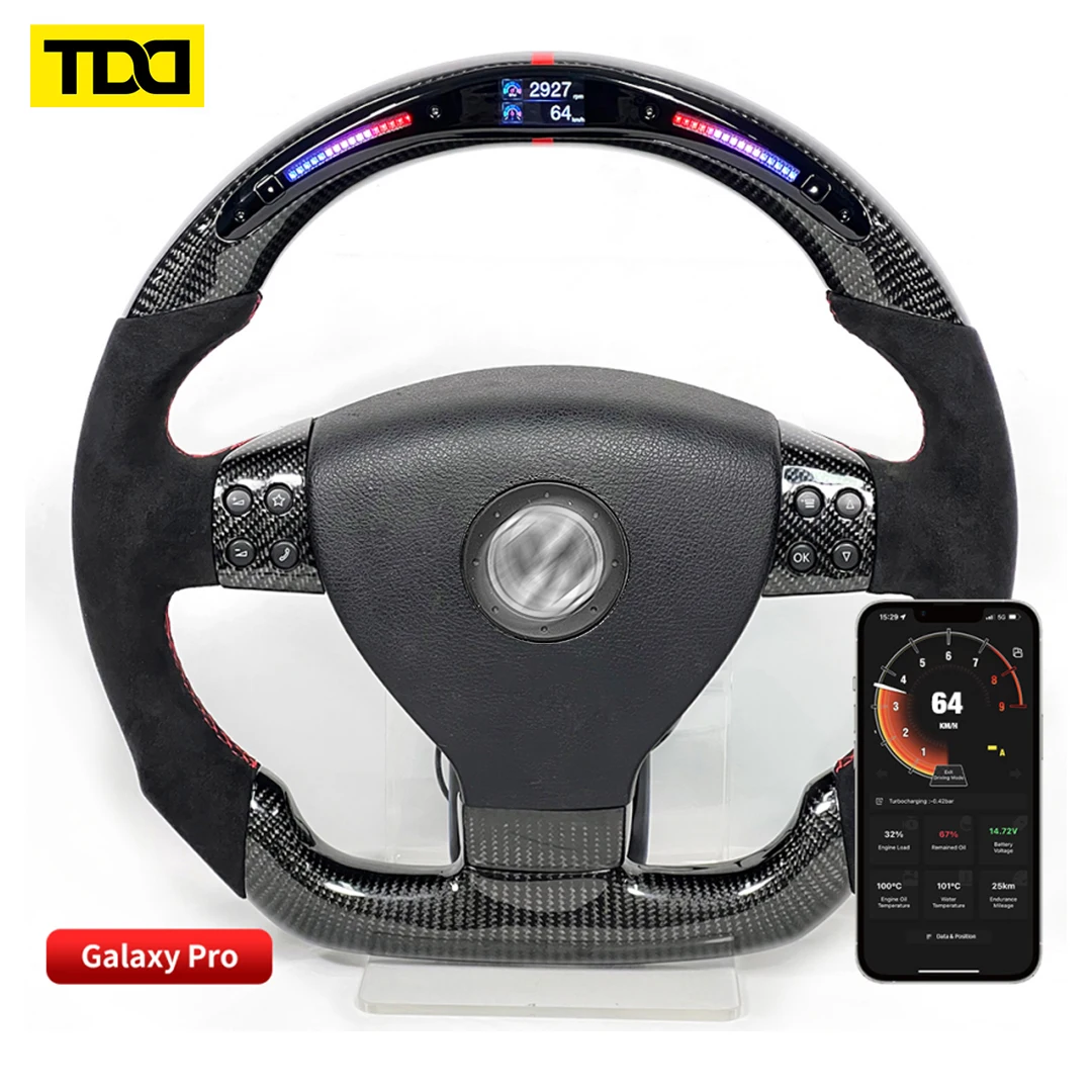TDD Customized 100% Real Carbon Fiber LED Screen Data Display Steering Wheel for Volkswagen MK5 Alcantara Leather - AliExpress 