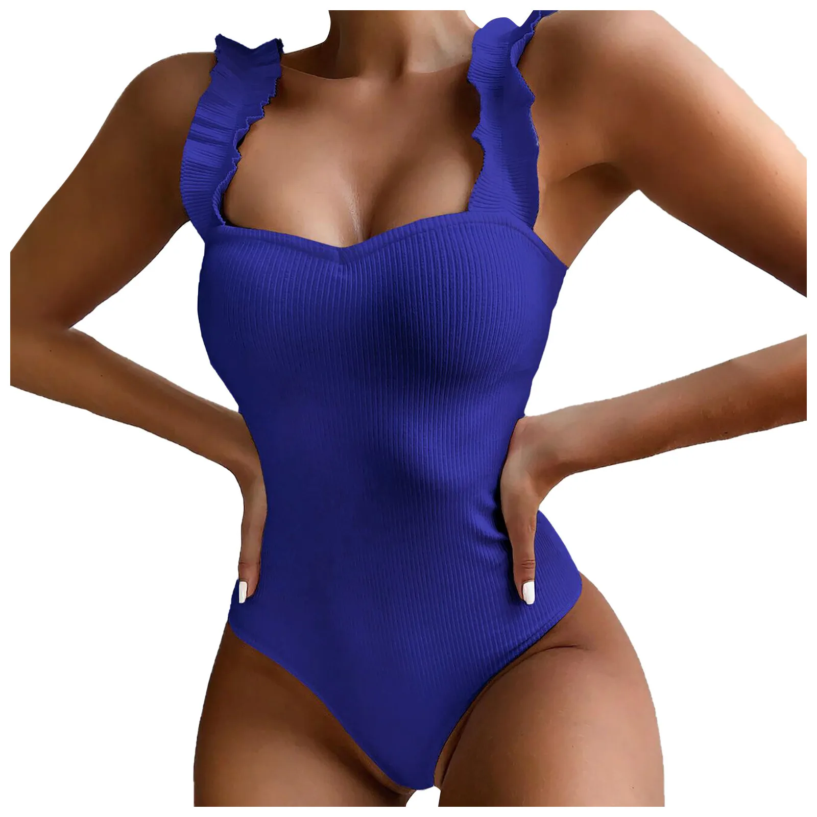 

Women's One-piece Fashion Bikini Solid Colour Wooden Earring Straps Sexy Swimwear bañadores de una pieza bikinis 2024 woman