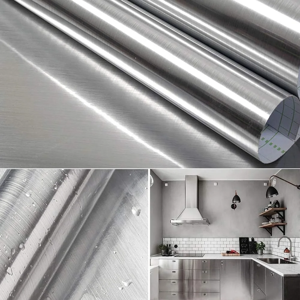 Self Adhesive Stainless Steel Contact Paper Metal Silver Adhesive