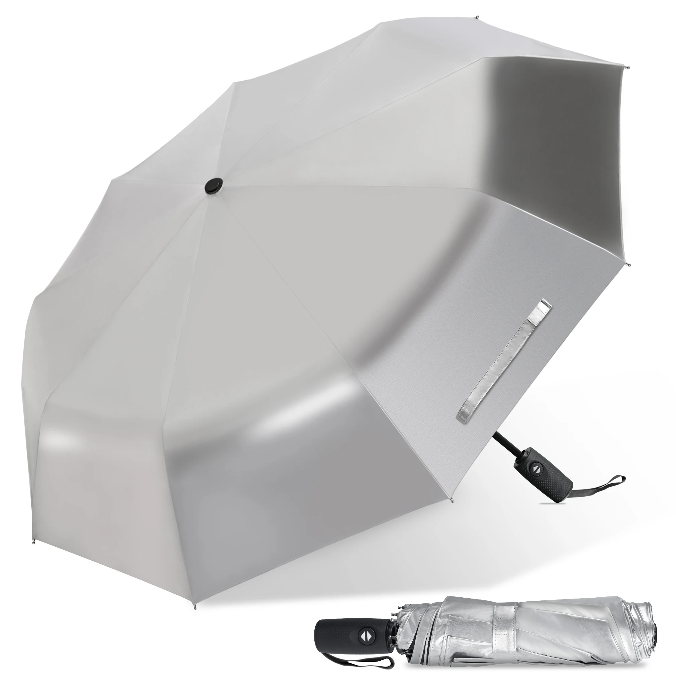 Wind Resistant Folding Automatic Umbrella Rain Women Auto Luxury Big Windproof Umbrellas Rain for Men silvery Coating Parasol