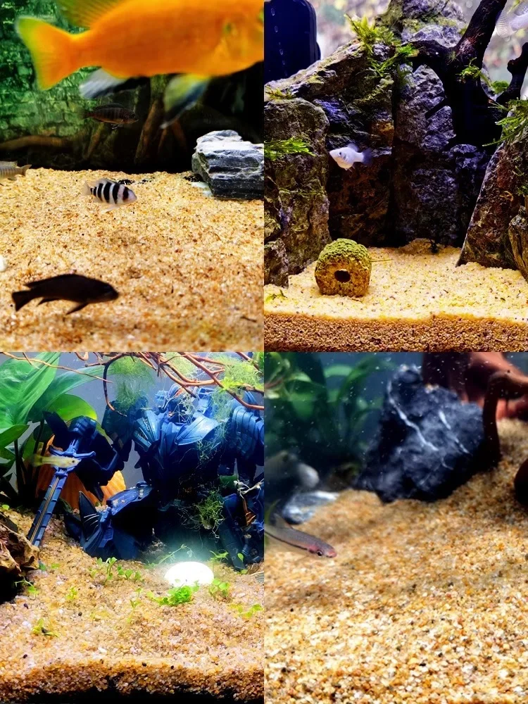 Fish Tank Ornaments Fish Tank Decorations Aquarium Ornaments Mini Landscape Ornaments 100g 1-2mm Tiny Size Golden Sands Aquarium Landscaping Fish Tank Bottom Makeup Grass Tank Water Landscaping Decoration
