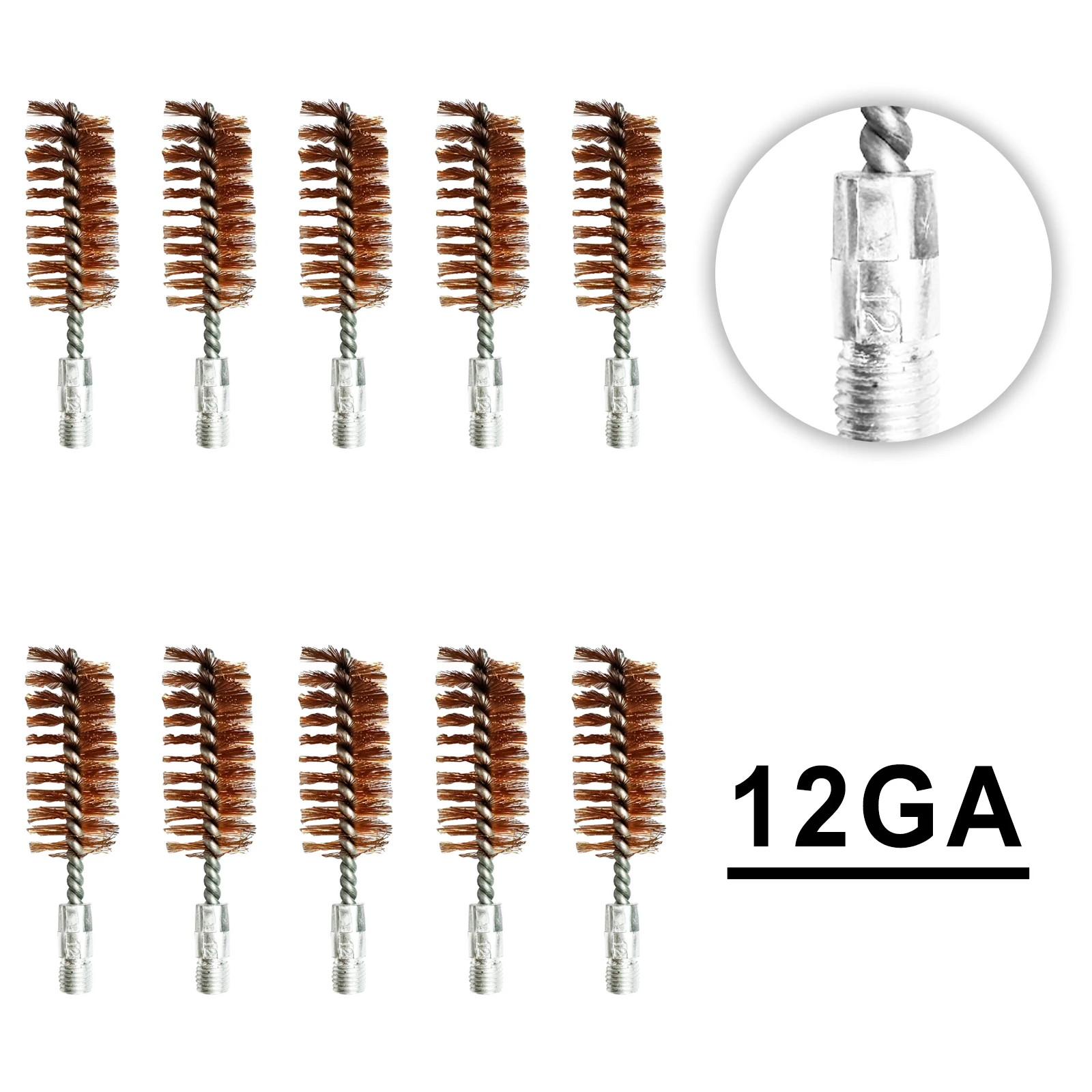 10 Pack Bronze Bore Brush 12GA .17Cal .22Cal 9mm Cleaning Brush For Pistol Rifle Cleaning Kit Thread 5-40 8-32 5/16-27 rifle cleaning kit